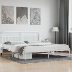 vidaXL metallist voodiraam peatsiga, valge, 200x200 cm hind ja info | Voodid | kaup24.ee