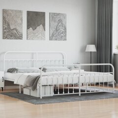 vidaXL metallist voodiraam peatsi ja jalutsiga, valge, 200 x 200 cm hind ja info | Voodid | kaup24.ee