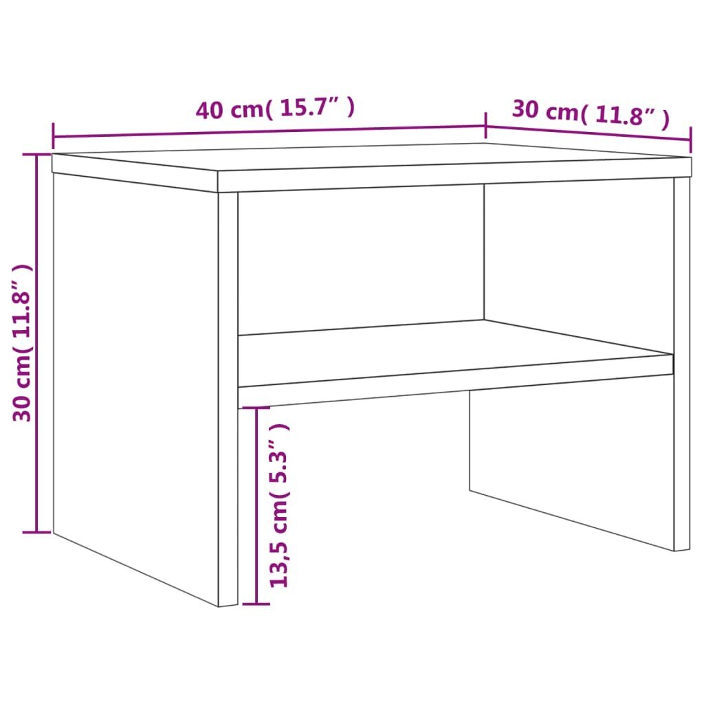 vidaXL öökapid 2 tk, hall Sonoma tamm, 40x30x30 cm, tehispuit цена и информация | Öökapid | kaup24.ee