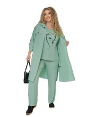 Элегантный женский костюм 3 в 1 рубашка, рулонная блузка и брюки/FASHION/96/темно-зеленый/ цена и информация | Женские костюмы | kaup24.ee