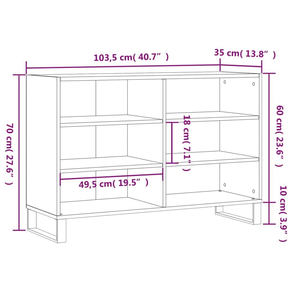 vidaXL puhvetkapp, must, 103,5 x 35 x 70 cm, tehispuit hind ja info | Elutoa väikesed kapid | kaup24.ee