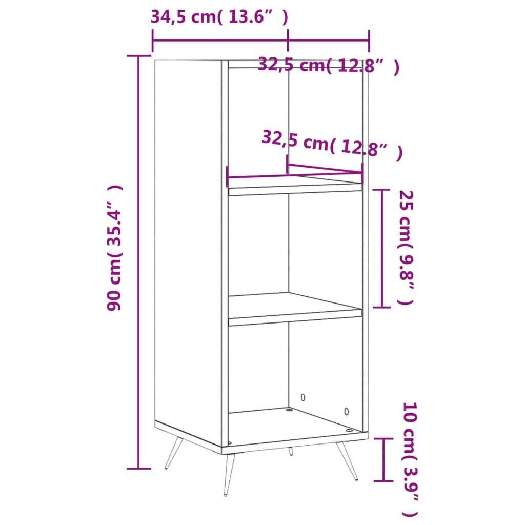 vidaXL kapp-riiul, betoonhall, 34,5 x 32,5 x 90 cm, tehispuit цена и информация | Elutoa väikesed kapid | kaup24.ee