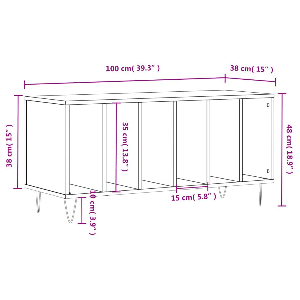 vidaXL plaadikapp, must, 100 x 38 x 48 cm, tehispuit цена и информация | Elutoa väikesed kapid | kaup24.ee