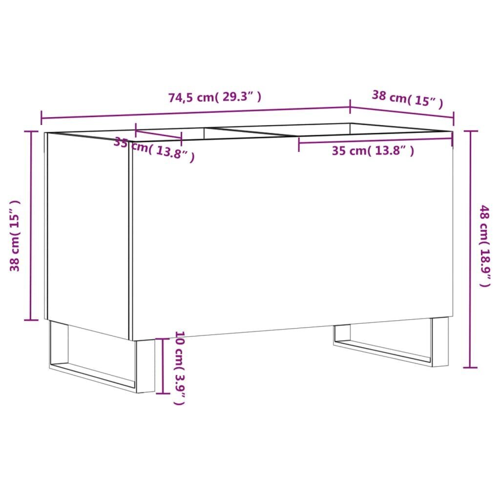 vidaXL plaadikapp, hall Sonoma tamm, 74,5 x 38 x 48 cm, tehispuit hind ja info | Elutoa väikesed kapid | kaup24.ee