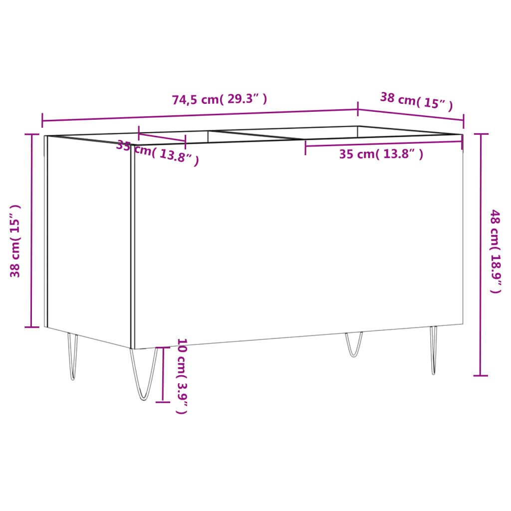 vidaXL plaadikapp, valge, 74,5 x 38 x 48 cm, tehispuit цена и информация | Elutoa väikesed kapid | kaup24.ee