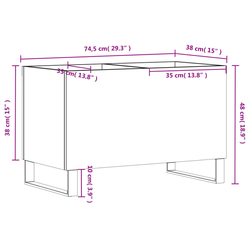 vidaXL plaadikapp, must, 74,5 x 38 x 48 cm, tehispuit цена и информация | Elutoa väikesed kapid | kaup24.ee