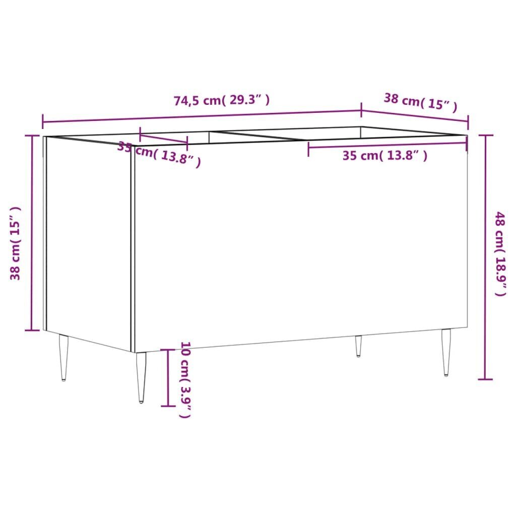 vidaXL plaadikapp, must, 74,5 x 38 x 48 cm, tehispuit hind ja info | Elutoa väikesed kapid | kaup24.ee