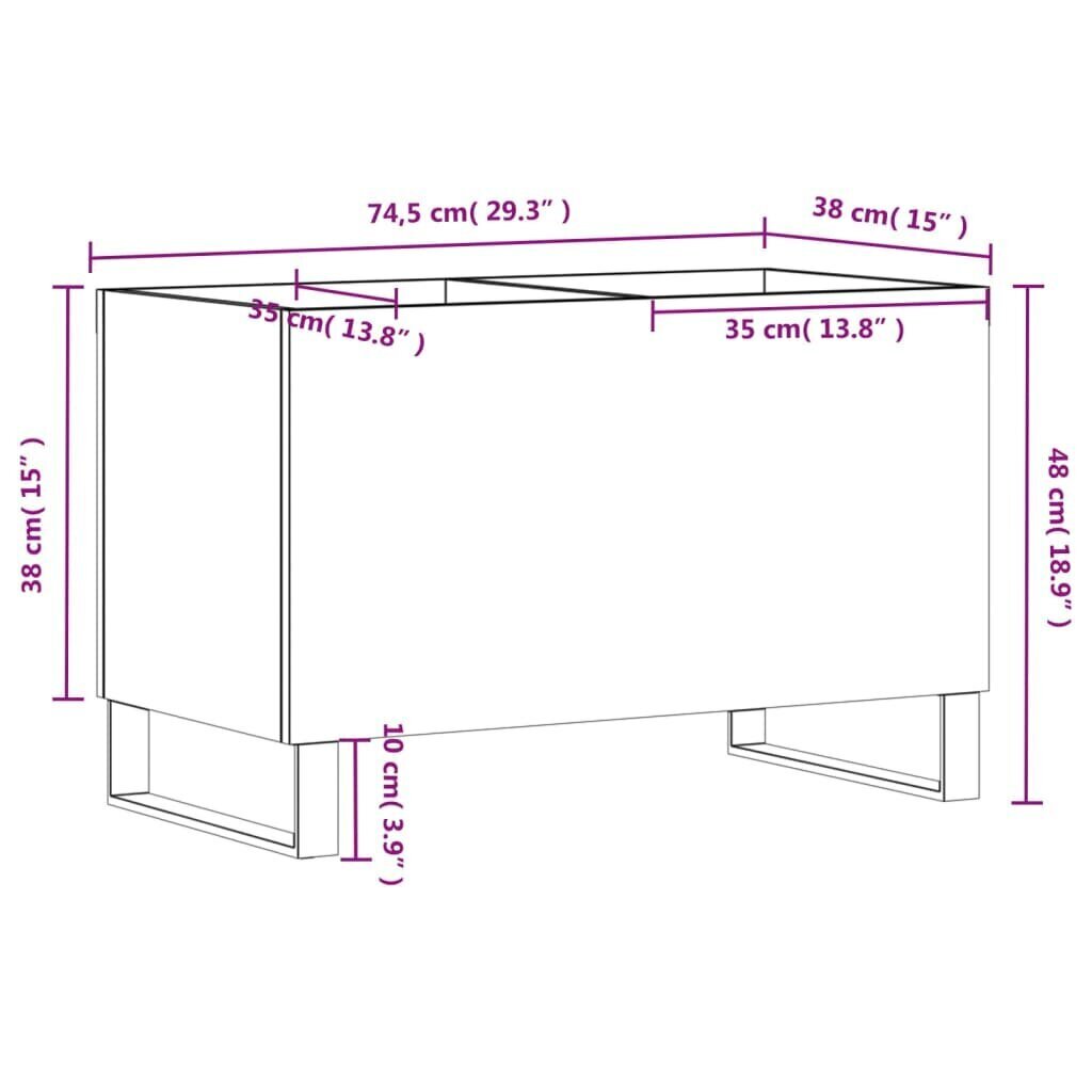 vidaXL plaadikapp, betoonhall, 74,5 x 38 x 48 cm, tehispuit цена и информация | Elutoa väikesed kapid | kaup24.ee