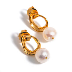 Kõrvarõngad Pearl Delight 925 hõbedast, kaetud 18 karaadise kullaga hind ja info | Kõrvarõngad | kaup24.ee