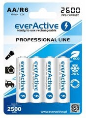 everActive Professional Ready to Use 2600mAh AA patareid, 4 tk hind ja info | Patareid | kaup24.ee