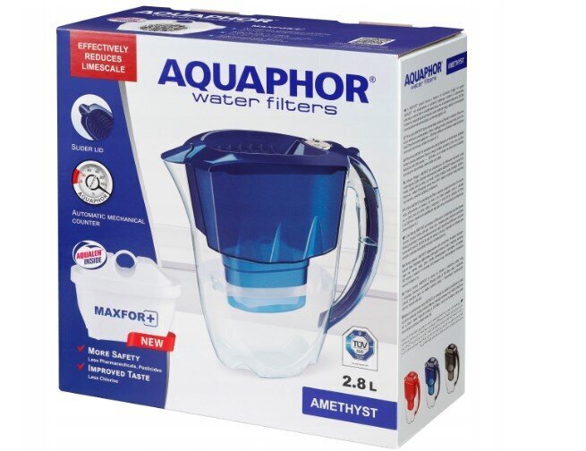 Veefilter - kann Aquaphor Amethyst +10 filtrid, sinine värv цена и информация | Filterkannud ja filtrid | kaup24.ee