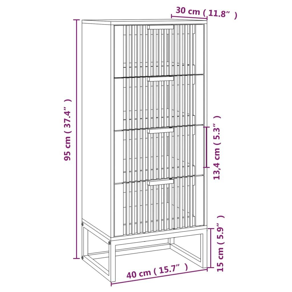 vidaXL kõrge kapp, valge, 40 x 30 x 95 cm, tehispuit цена и информация | Elutoa väikesed kapid | kaup24.ee