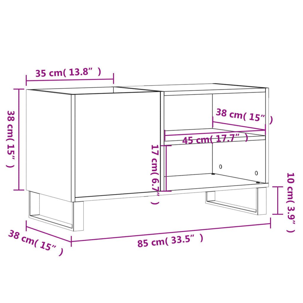 vidaXL plaadikapp, suitsutatud tamm, 85 x 38 x 48 cm, tehispuit цена и информация | Elutoa väikesed kapid | kaup24.ee