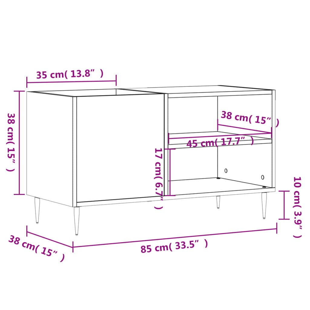 vidaXL plaadikapp, betoonhall, 85 x 38 x 48 cm, tehispuit цена и информация | Elutoa väikesed kapid | kaup24.ee