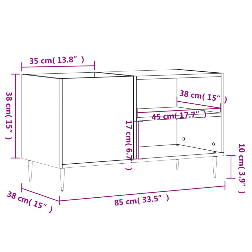 vidaXL plaadikapp, valge, 85 x 38 x 48 cm, tehispuit hind ja info | Elutoa väikesed kapid | kaup24.ee