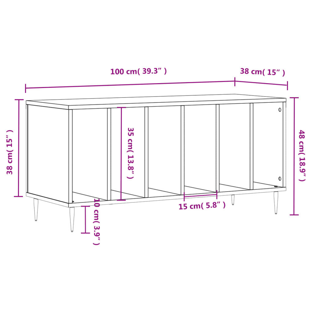 vidaXL plaadikapp, hall Sonoma tamm, 100 x 38 x 48 cm, tehispuit цена и информация | Elutoa väikesed kapid | kaup24.ee