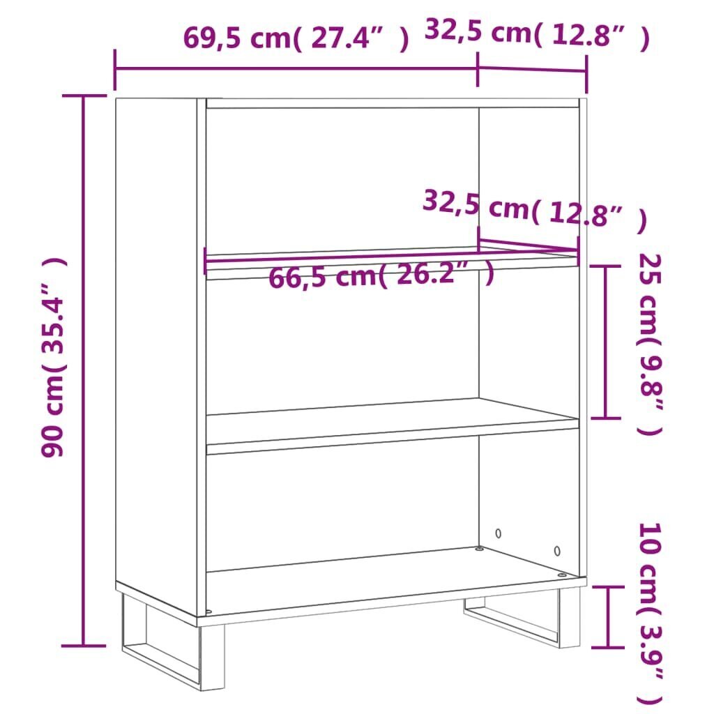 vidaXL kapp-riiul, hall Sonoma tamm, 69,5 x 32,5 x 90 cm, tehispuit hind ja info | Elutoa väikesed kapid | kaup24.ee