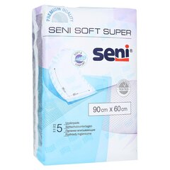 Простыни одноразовые Seni Soft Super, 90х60см, 5 шт. цена и информация | Подгузники, прокладки, одноразовые пеленки для взрослых | kaup24.ee