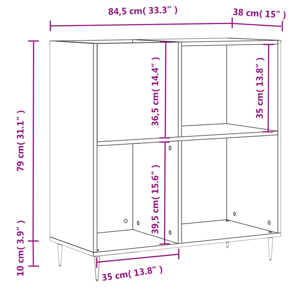 vidaXL plaadikapp, valge, 84,5 x 38 x 89 cm, tehispuit hind ja info | Elutoa väikesed kapid | kaup24.ee