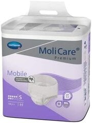 Мобильные одноразовые штаны Molicare Premium: дискретное использование недержания для женщин и мужчин; 8 капель, размер. S (60-90 см. Размер бедра), 14 штук цена и информация | Подгузники, прокладки, одноразовые пеленки для взрослых | kaup24.ee