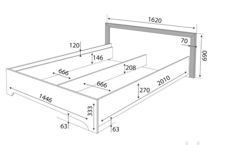 Чертеж кровати 160х200 из дерева