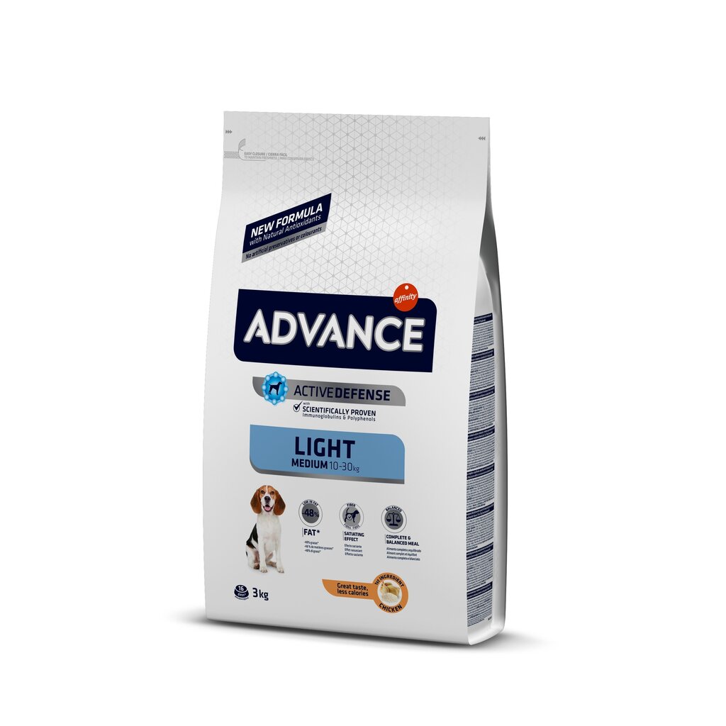 Kuivtoit ülekaalulistele koertele ADVANCE Medium Adult Light, 3 kg hind ja info | Kuivtoit koertele | kaup24.ee