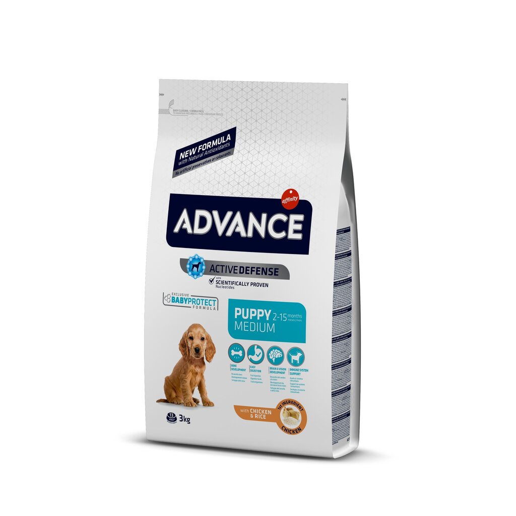 Kuivtoit koertele ADVANCE Puppy Protect Medium, lõhe ja riisiga, 3 kg цена и информация | Kuivtoit koertele | kaup24.ee