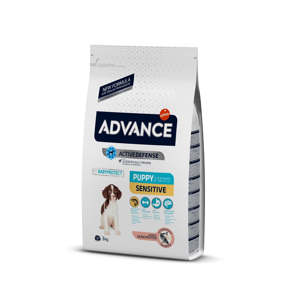 Kuivtoit koertele ADVANCE Puppy Sensitive, lõhe ja riisiga, 3 kg цена и информация | Kuivtoit koertele | kaup24.ee