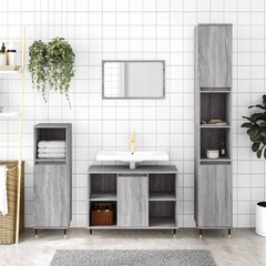 3-osaline vannitoamööbli komplekt vidaXL, hall hind ja info | Vannitoa komplektid | kaup24.ee