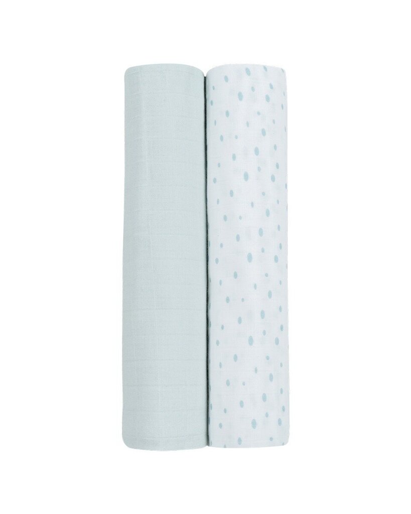 Muslinist linade komplekt Kikka Boo, Dots Blue, 80x80 cm. 2 tk. цена и информация | Mähkimislinad | kaup24.ee