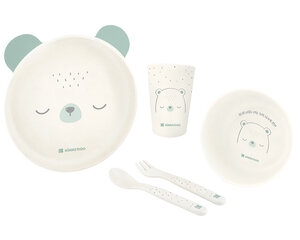 Laste nõude ja söögiriistade komplekt Kikka Boo Bear with me, roheline, 5 tk. цена и информация | Детская посуда, контейнеры для молока и еды | kaup24.ee