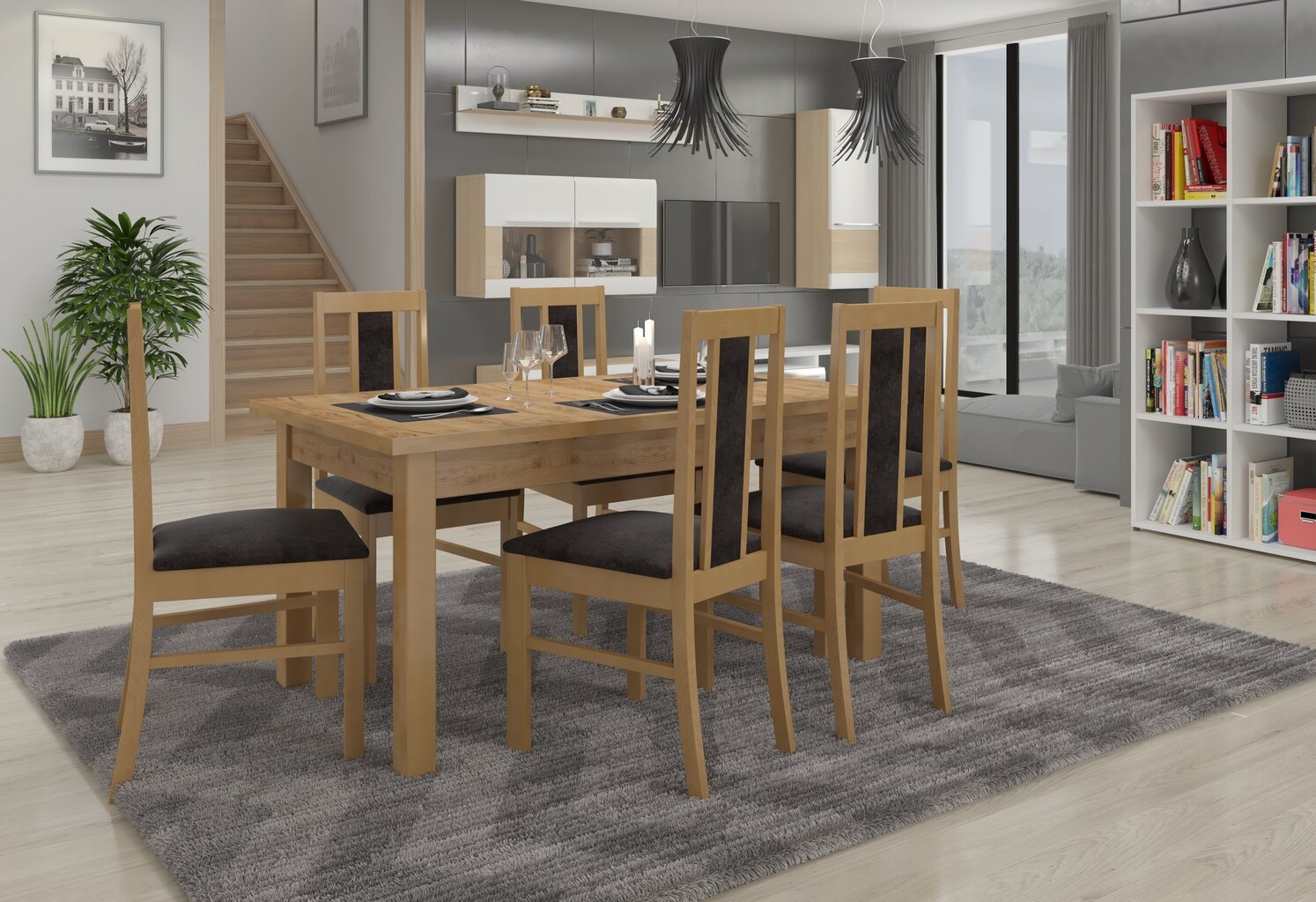 Söögitoa komplekt ADRK Furniture Rodos 59, pruun/hall hind ja info | Söögilauakomplektid | kaup24.ee