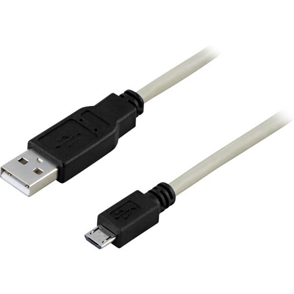 Kaabel Deltaco USB 2.0 "A-micro B", 2 m, valge-must / USB-302 цена и информация | Kaablid ja juhtmed | kaup24.ee