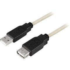 Kaabel Deltaco USB 2.0 pikendus, 3.0 m, valge-must / USB2-13 hind ja info | Kaablid ja juhtmed | kaup24.ee