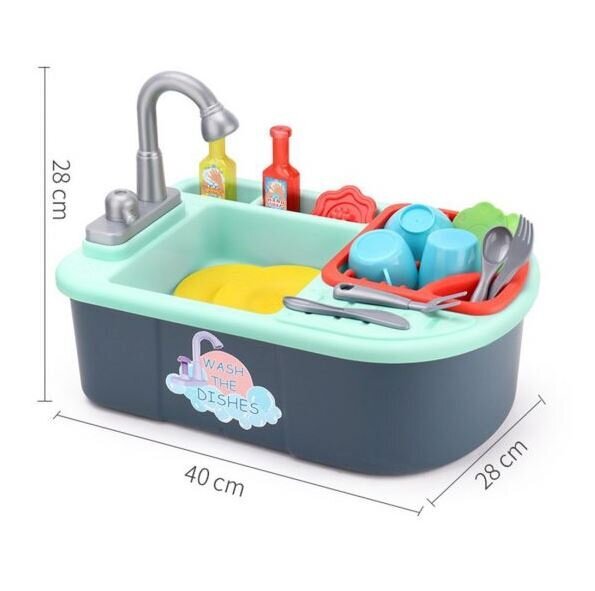 Suur laste kraanikauss voolava vee ja nõudega, värv roosa hind ja info | Tüdrukute mänguasjad | kaup24.ee