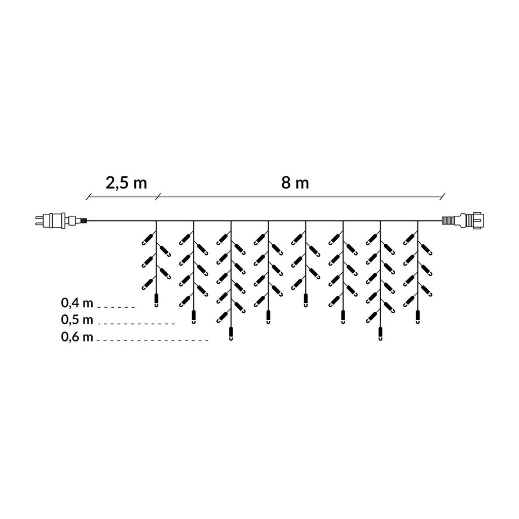 LED-jääpurikad Garland, 200 LED-i, IP-44 цена и информация | Jõulutuled | kaup24.ee