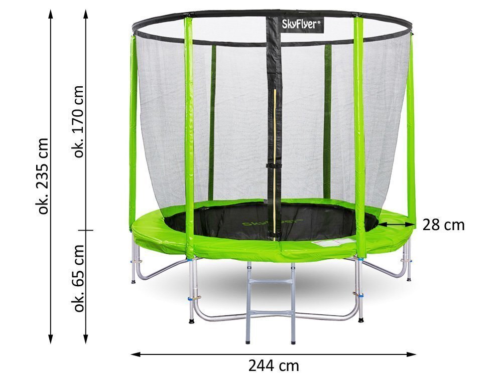 Batuut 2in1 SkyFlyer, 244 cm цена и информация | Batuudid ja batuudi varuosad | kaup24.ee