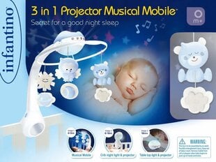 Музыкальная карусель Infantino 3в1, синяя цена и информация | Игрушки для малышей | kaup24.ee