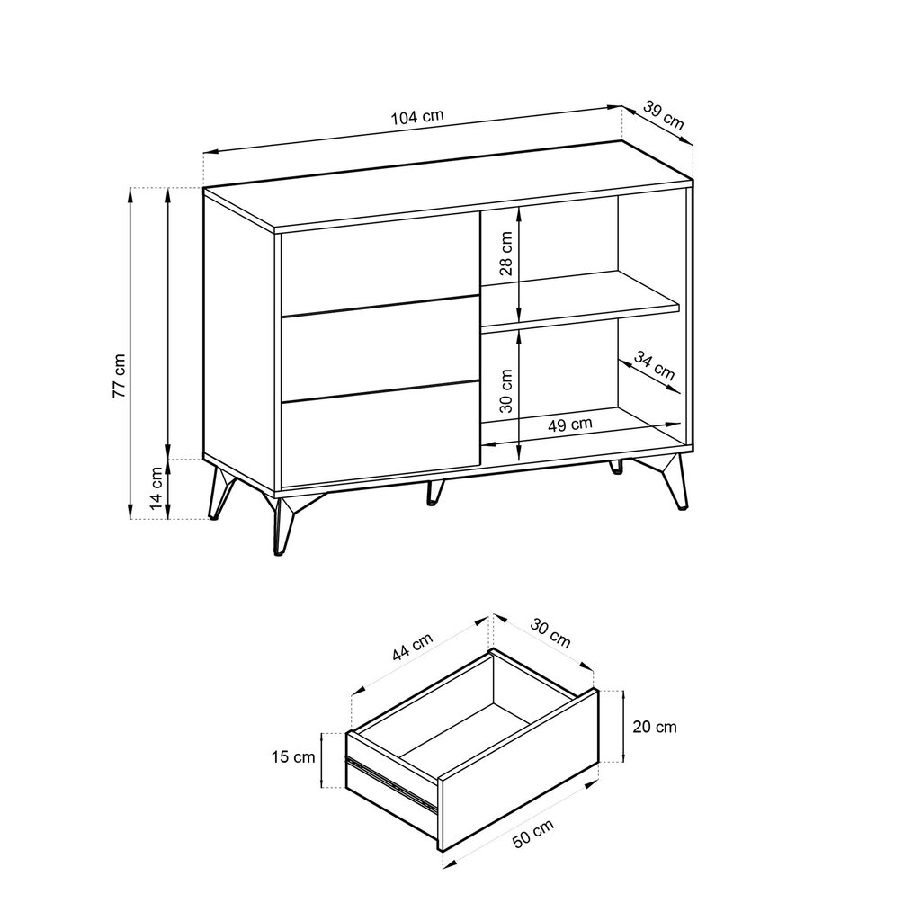 Kummut AKL Furniture Diamond Sands KSZ104, pruun/must hind ja info | Kummutid | kaup24.ee