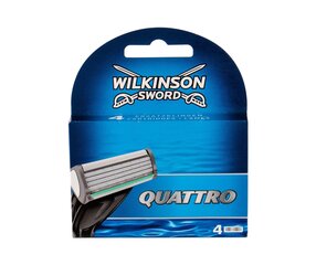 Головки для бритья Wilkinson Sword Quattro для мужчин 4 шт. цена и информация | Средства для бритья | kaup24.ee