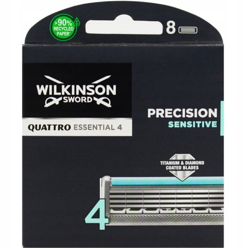 Raseerimisterad meestele Wilkinson Quattro Titanium Sensitive meestele 8 tk. цена и информация | Raseerimisvahendid | kaup24.ee