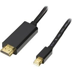 Deltaco (DP-HDMI104-K), mini DP - HDMI, 1 m hind ja info | Kaablid ja juhtmed | kaup24.ee