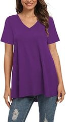 Женская повседневная футболка AUSELILY, короткие рукава, V-образный вырез, светло-фиолетовая цена и информация | Футболка женская | kaup24.ee