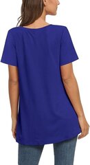 Женская повседневная футболка AUSELILY, короткие рукава, V-образный вырез, синяя цена и информация | Футболка женская | kaup24.ee