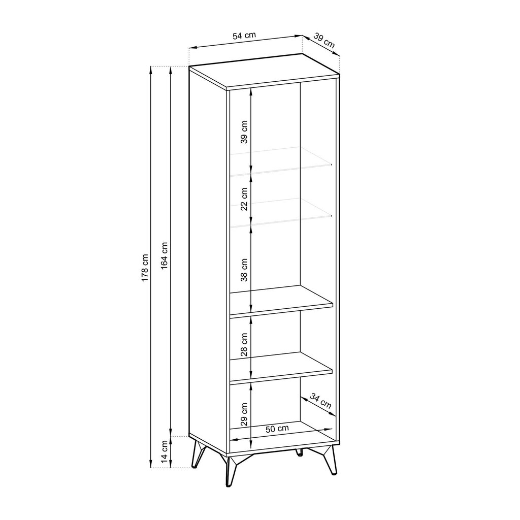 Vitriinkapp AKL Furniture Diamond Sands Glass Case W54 , pruun/must цена и информация | Vitriinkapid | kaup24.ee