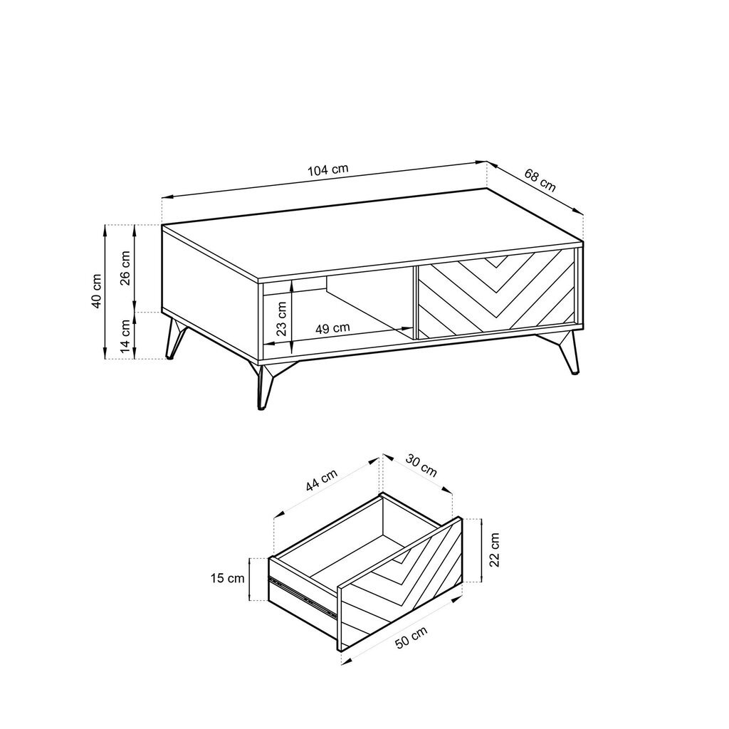 Diivanilaud AKL Furniture Diamond Sands L104, pruun/must цена и информация | Diivanilauad | kaup24.ee