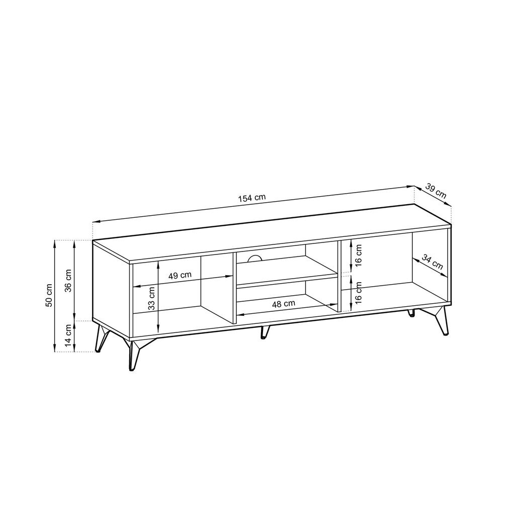 TV-alus AKL Furniture Diamond Sands 154, pruun/must hind ja info | TV alused | kaup24.ee