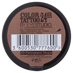 Kreemjas lauvärv Maybelline Color Tattoo 24H 40 Permanent Taupe 4 g hind ja info | Ripsmetušid, lauvärvid, silmapliiatsid, seerumid | kaup24.ee