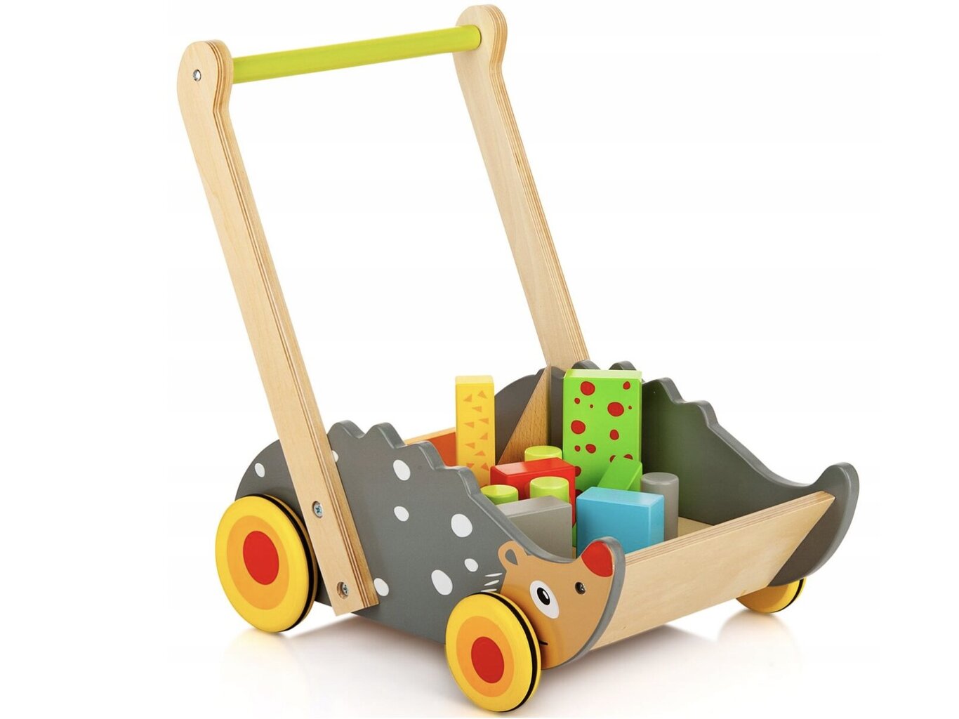 Puidust tõukur klotsidega Leomark цена и информация | Imikute mänguasjad | kaup24.ee