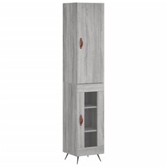 vidaXL kõrge kapp, hall Sonoma tamm, 34,5x34x180 cm, tehispuit цена и информация | Комоды | kaup24.ee